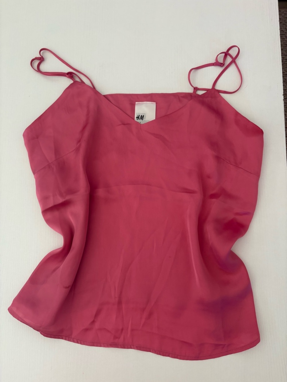 H&M Pink Satin Spaghetti-Strap Cami Top